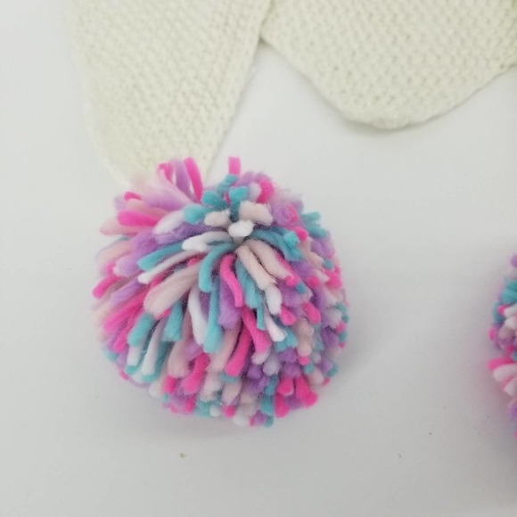 Capelli of New York Little Girls Knit Scarf and Hat Set Pom-Pom Accents Ivory - Picture 2 of 7